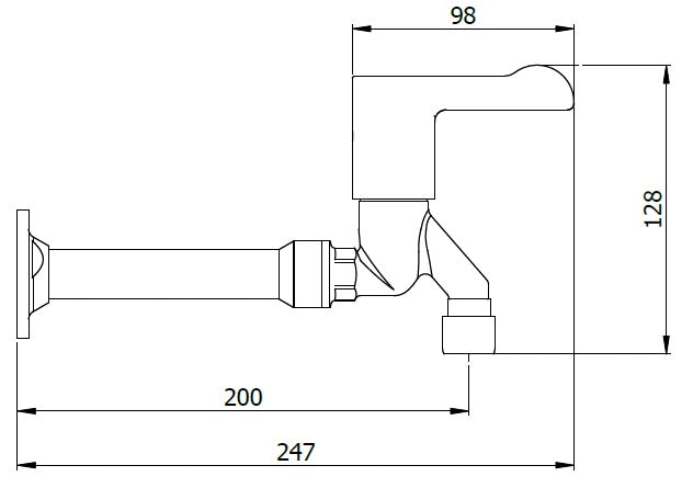 Francis Pegler Healthcare Wall Mounted Extended Bibtaps Technical Image