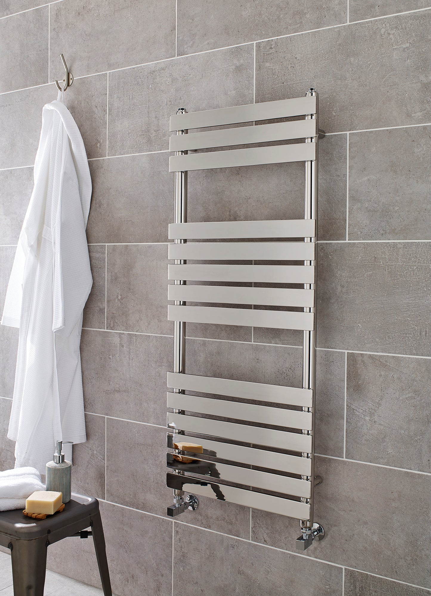Kartell Memphis Straight Chrome Designer Towel Rail 1200mm x 600mm MEM600-1200