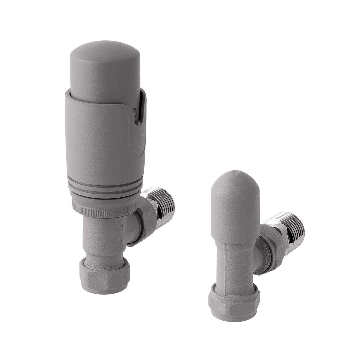 Eastbrook Biava Angled Matt Grey Thermostatic Radiator Valve & Lockshield 15mm (pair) 41.3027