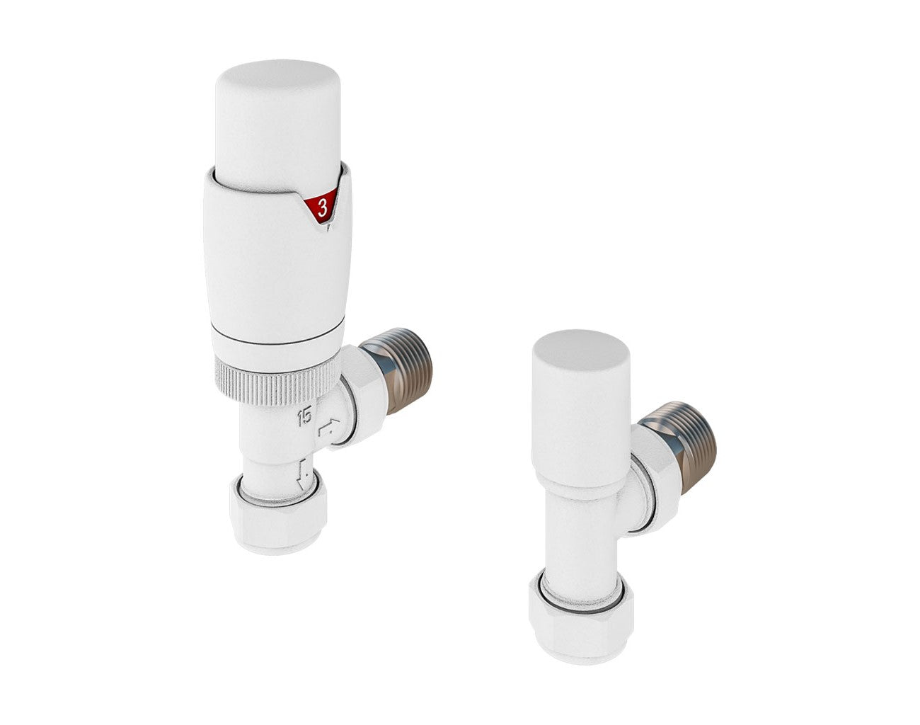 Eastbrook Darlington Angled Matt White Bi-Directional TRV with Lockshield 15mm (pair) 54.0016