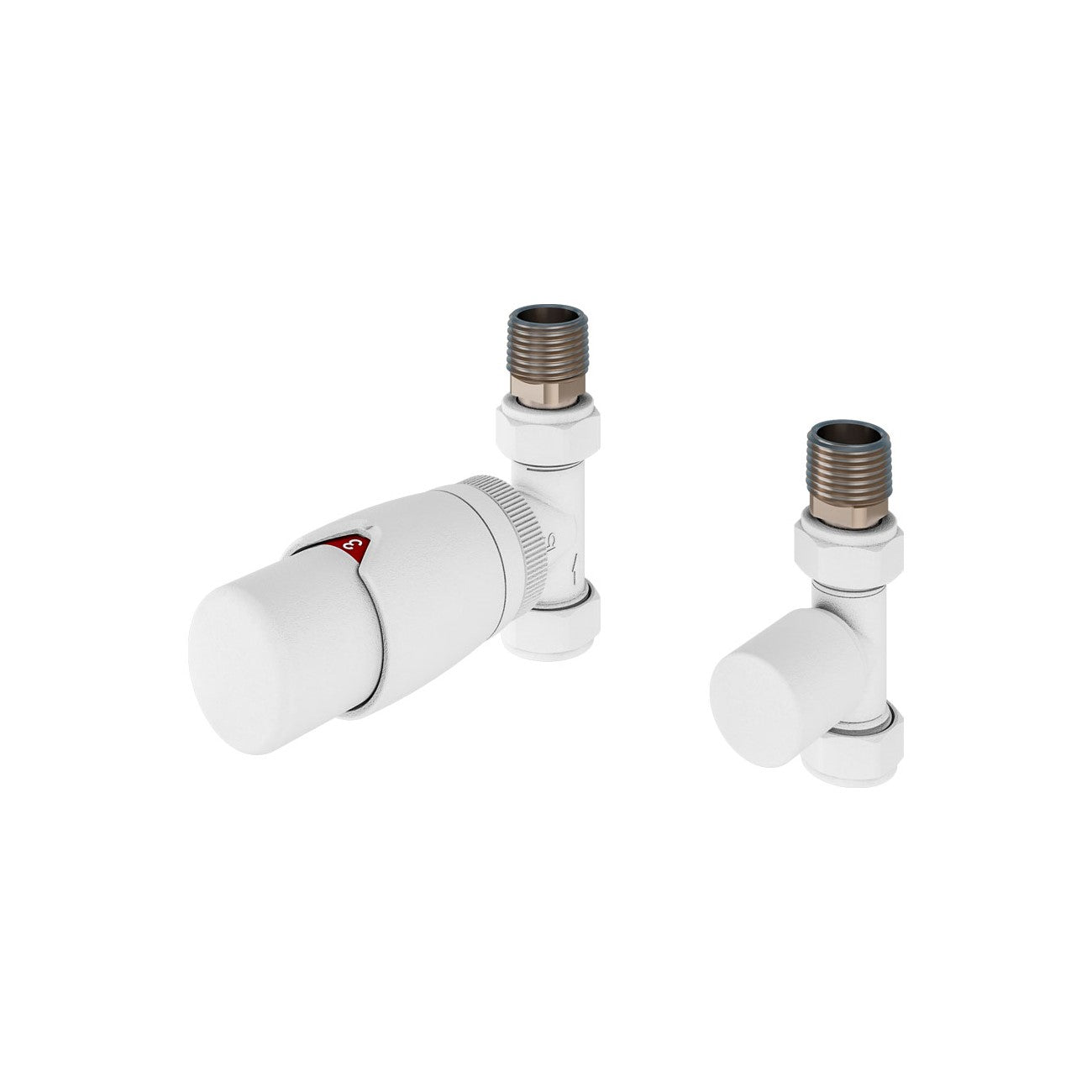 Eastbrook Darlington Straight Matt White Bi-Directional TRV with Lockshield 15mm (pair) 54.0019