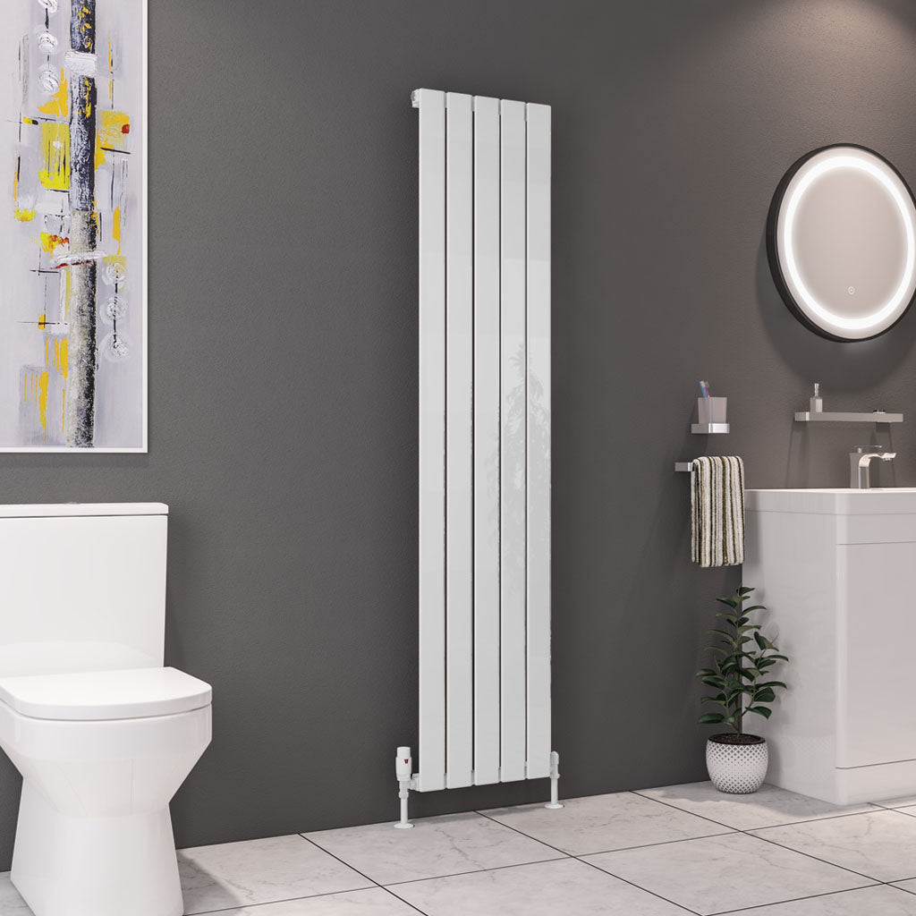 Eastbrook Deddington Gloss White Vertical Single Panel Designer Radiator 1800mm x 390mm 89.1511