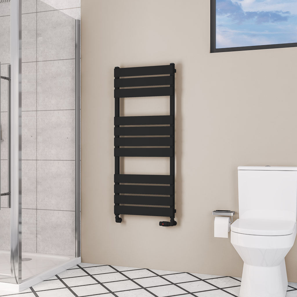 Eastbrook Deddington Matt Black Designer Towel Rail 1200mm x 500mm 89.1526