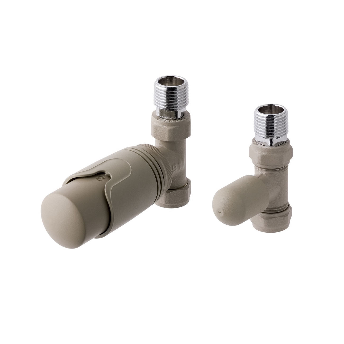 Eastbrook Straight Matt Cappuccino Thermostatic Radiator Valve & Lockshield 15mm (pair) 41.3028