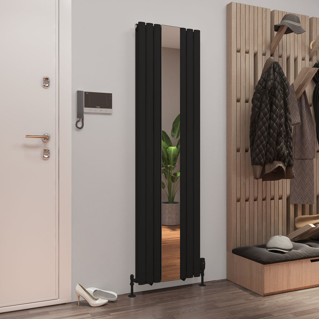 Eastbrook Tunstall Matt Black Double Panel Designer Mirror Radiator 1800mm x 500mm 81.0189