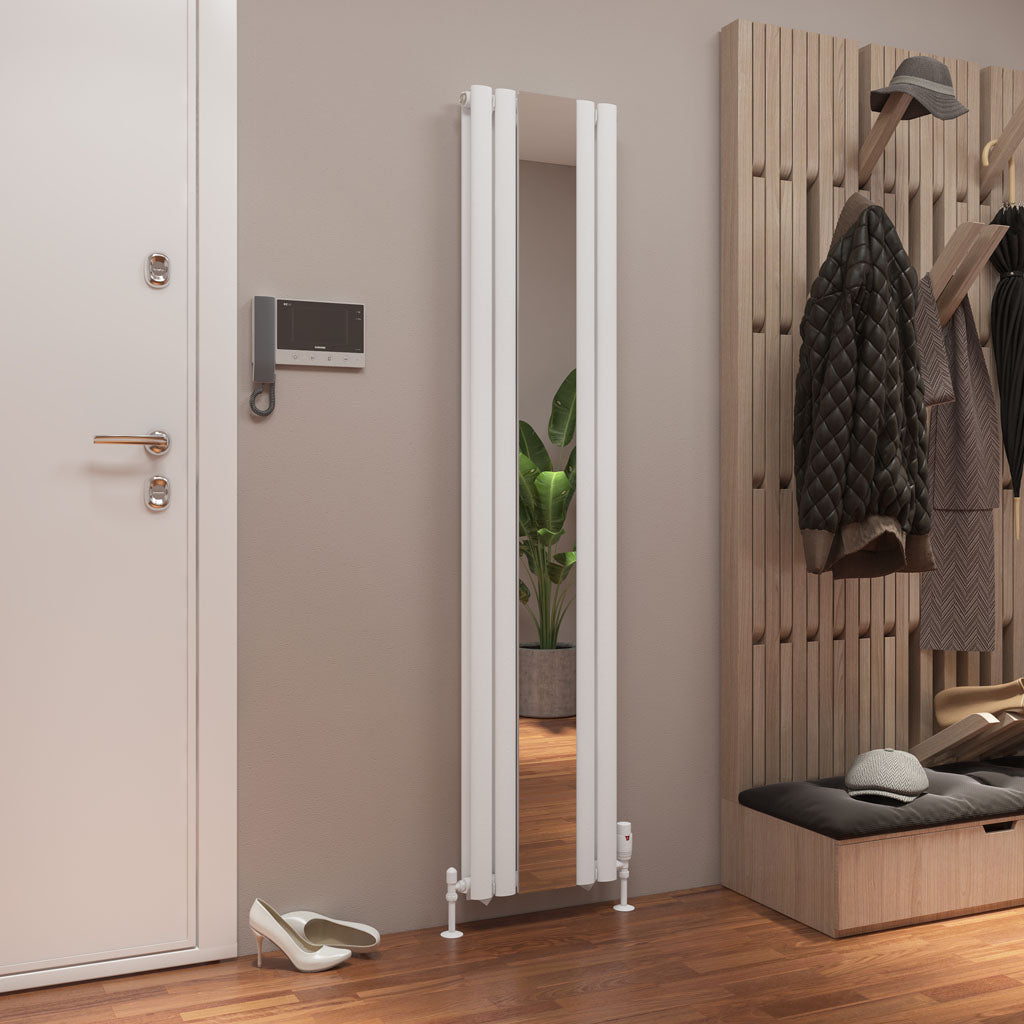 Eastbrook Tunstall Matt White Double Panel Designer Mirror Radiator 1800mm x 380mm 81.0152