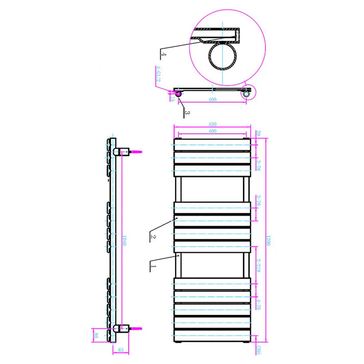Tailored Bathrooms Queenstown Designer Towel Radiator  Brushed Bronze