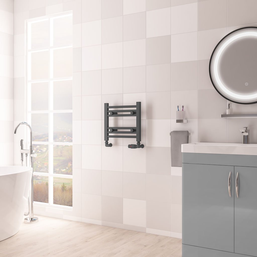 Eastbrook Biava Hidden Vent Straight Matt Anthracite Towel Rails