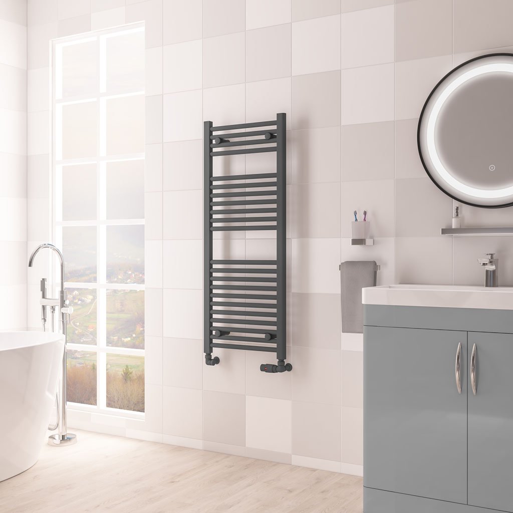 Eastbrook Biava Hidden Vent Straight Matt Anthracite Towel Rails