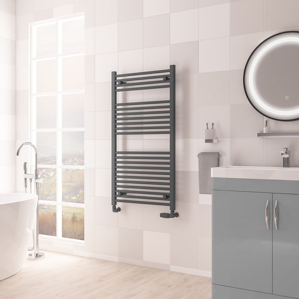 Eastbrook Biava Hidden Vent Straight Matt Anthracite Towel Rails