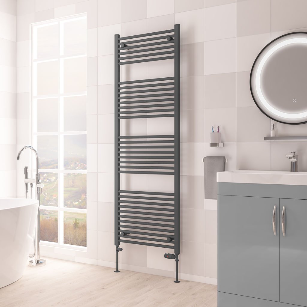 Eastbrook Biava Hidden Vent Straight Matt Anthracite Towel Rails
