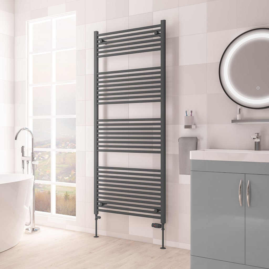 Eastbrook Biava Hidden Vent Straight Matt Anthracite Towel Rails
