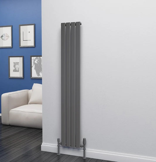 Eastgate Eben Steel Anthracite Single Panel Flat Tube Vertical Designer Radiators 1600x272