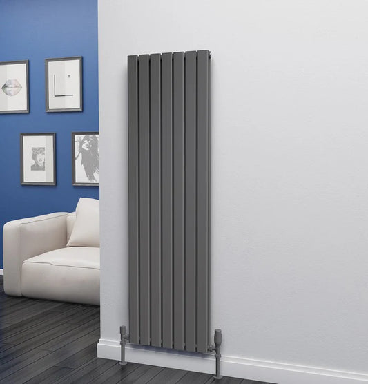 Eastgate Eben Steel Anthracite Double Panel Flat Tube Vertical Designer Radiators 1600x476
