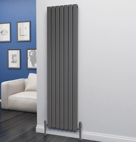 Eastgate Eben Steel Anthracite Double Panel Flat Tube Vertical Designer Radiators 1800x544