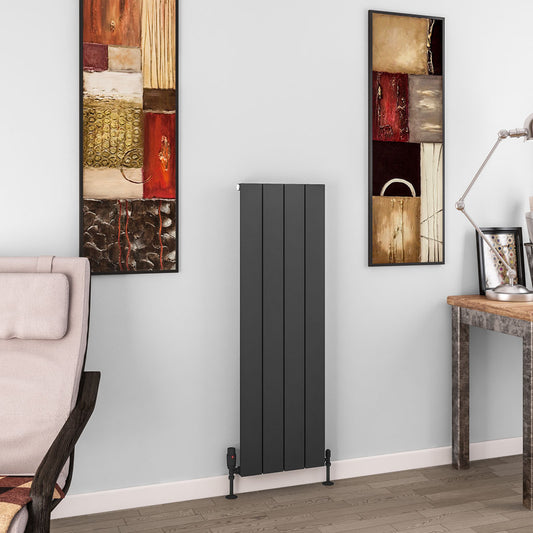 Eastbrook Charlton Matt Anthracite Vertical Aluminium Radiator 1200mm High x 375mm Wide