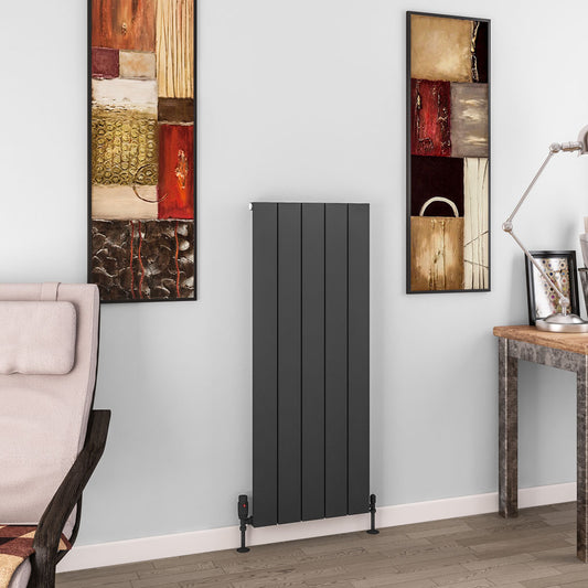 Eastbrook Charlton Matt Anthracite Vertical Aluminium Radiator 1200mm High x 470mm Wide
