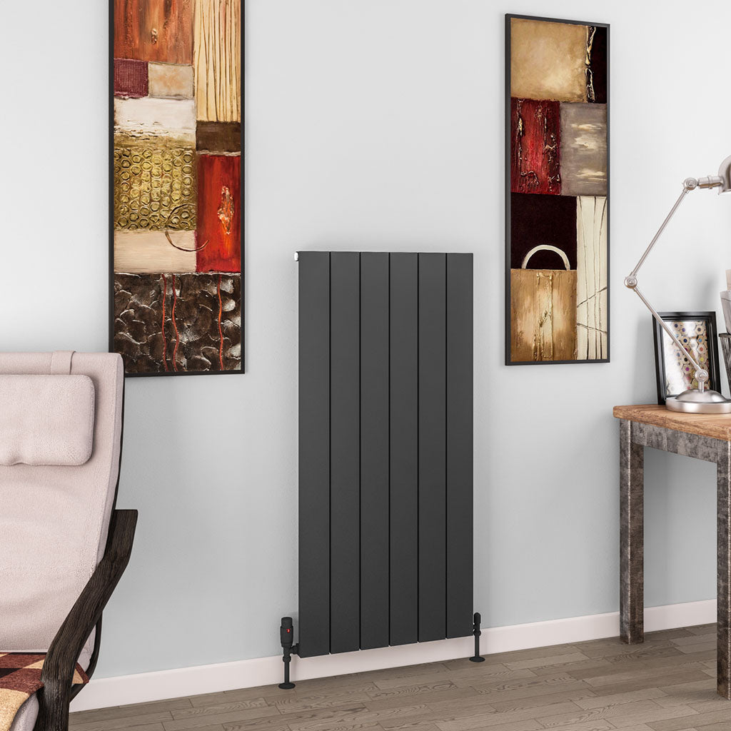 Eastbrook Charlton Matt Anthracite Vertical Aluminium Radiator 1200mm High x 565mm Wide
