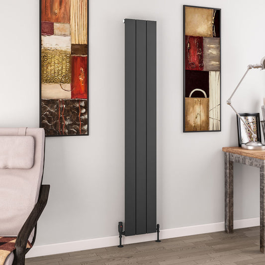 Eastbrook Charlton Matt Anthracite Vertical Aluminium Radiator 1800mm High x 280mm Wide