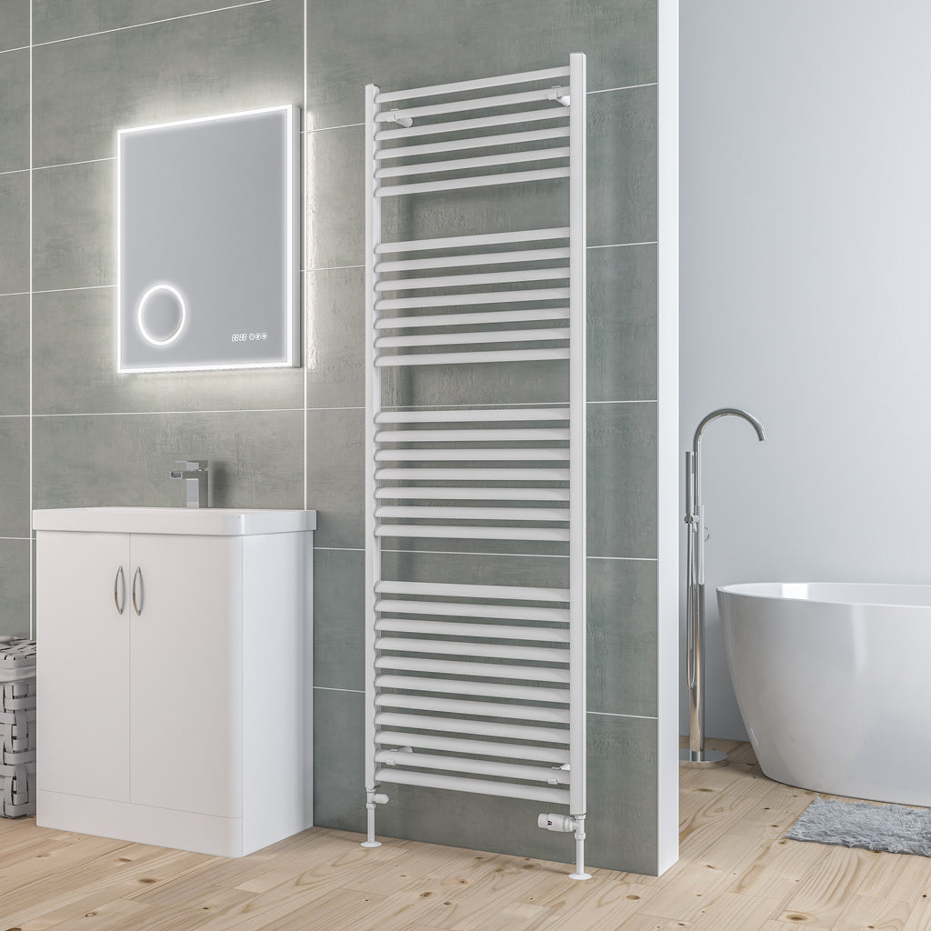 Eastbrook Velor Matt White Aluminium Towel Rail 1800mm High x 600mm Wide