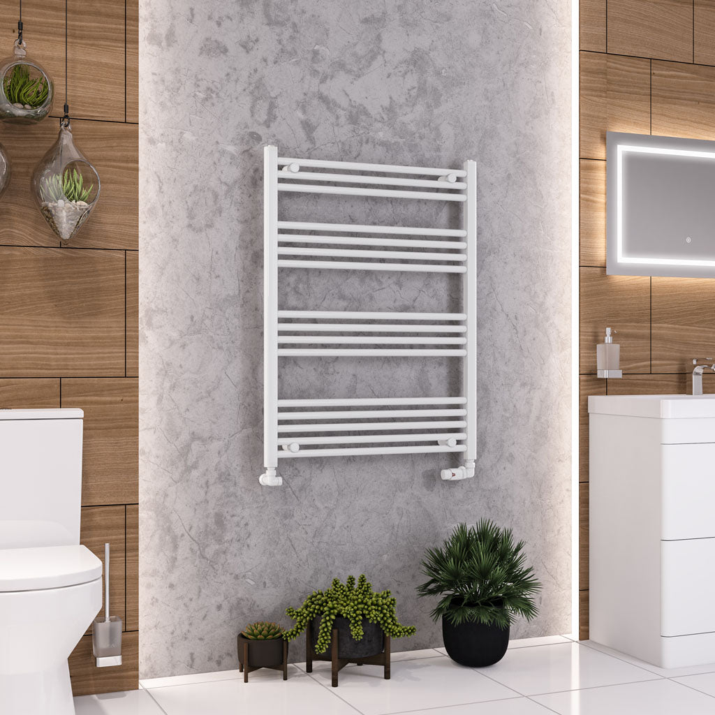 Eastbrook Wendover Straight Gloss White Towel Rails - Various Sizes 1000mm x 750mm