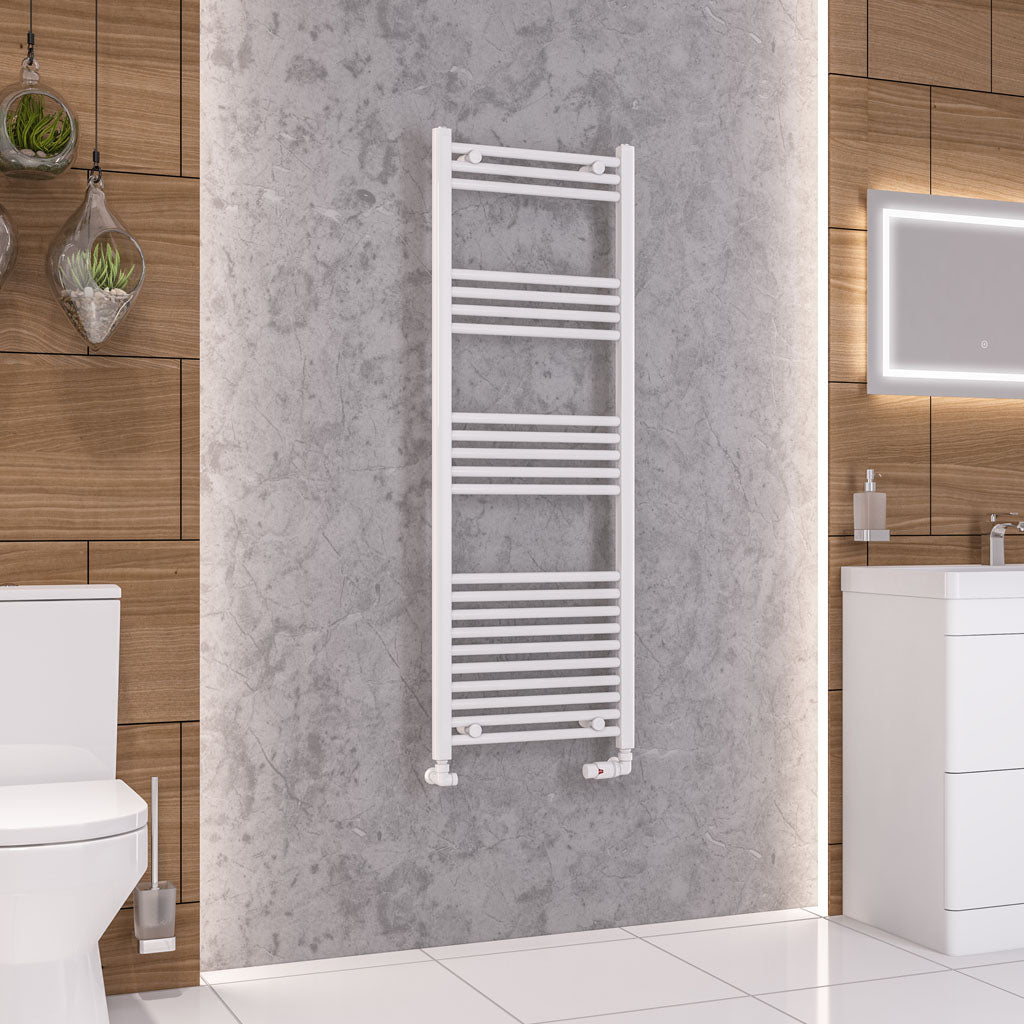 Eastbrook Wendover Straight Gloss White Towel Rails - Various Sizes 1400mm x 400mm