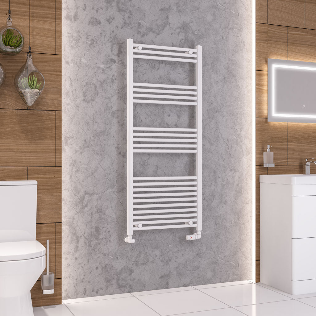 Eastbrook Wendover Straight Gloss White Towel Rails - Various Sizes 1400mm x 500mm