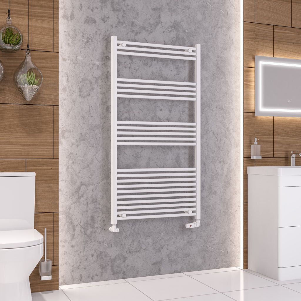 Eastbrook Wendover Straight Gloss White Towel Rails - Various Sizes 1400mm x 600mm
