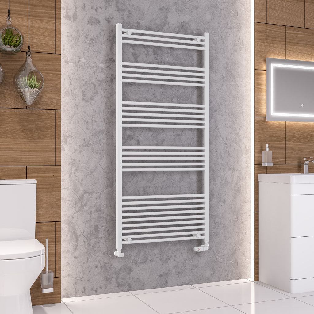 Eastbrook Wendover Straight Gloss White Towel Rails - Various Sizes 1600mm x 600mm