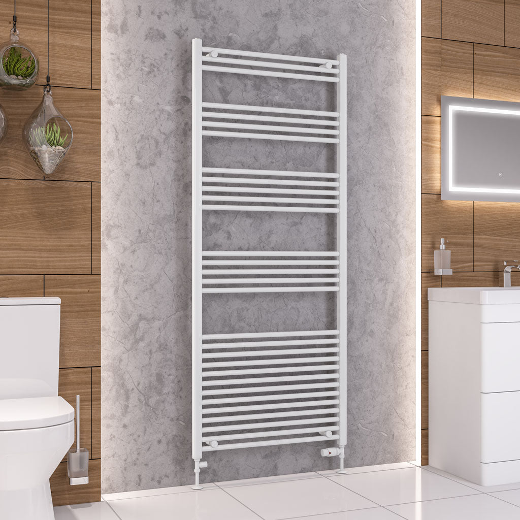 Eastbrook Wendover Straight Gloss White Towel Rails - Various Sizes 1800mm x 600mm