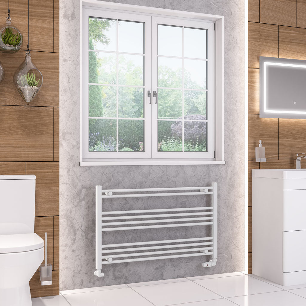 Eastbrook Wendover Straight Gloss White Towel Rails - Various Sizes 600mm x 1000mm