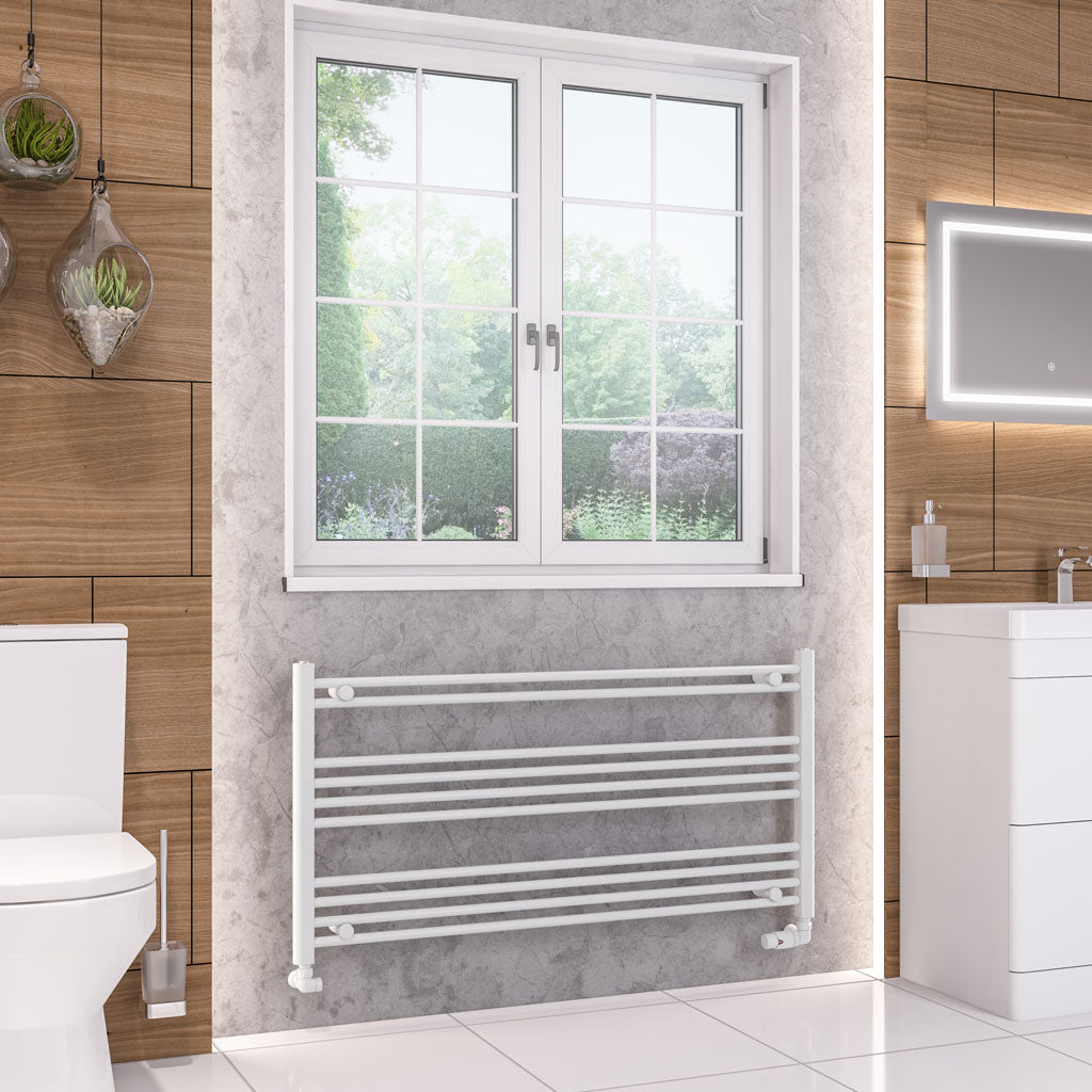 Eastbrook Wendover Straight Gloss White Towel Rails - Various Sizes 600mm x 1200mm