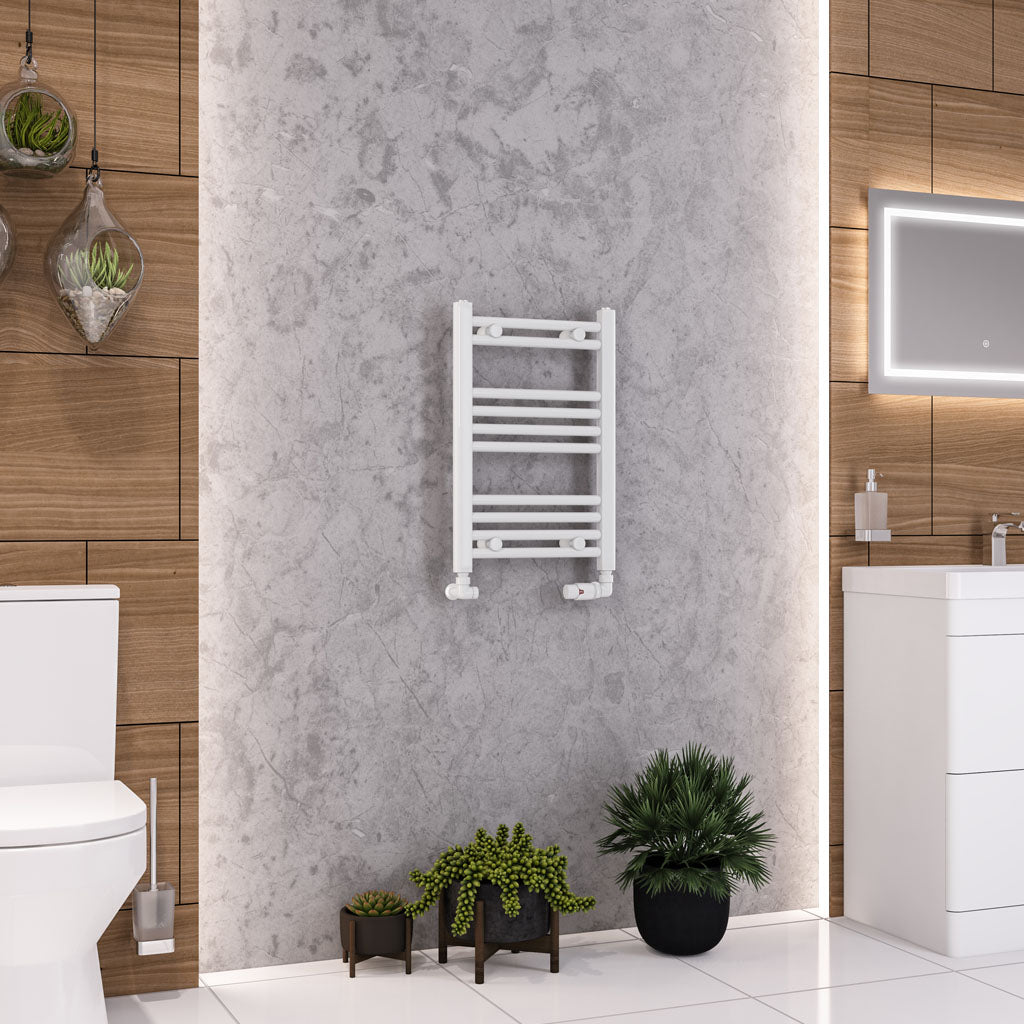 Eastbrook Wendover Straight Gloss White Towel Rails - Various Sizes 600mm x 400mm