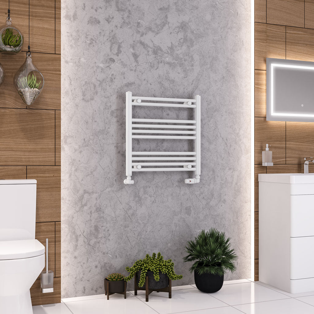 Eastbrook Wendover Straight Gloss White Towel Rails - Various Sizes 600mm x 600mm