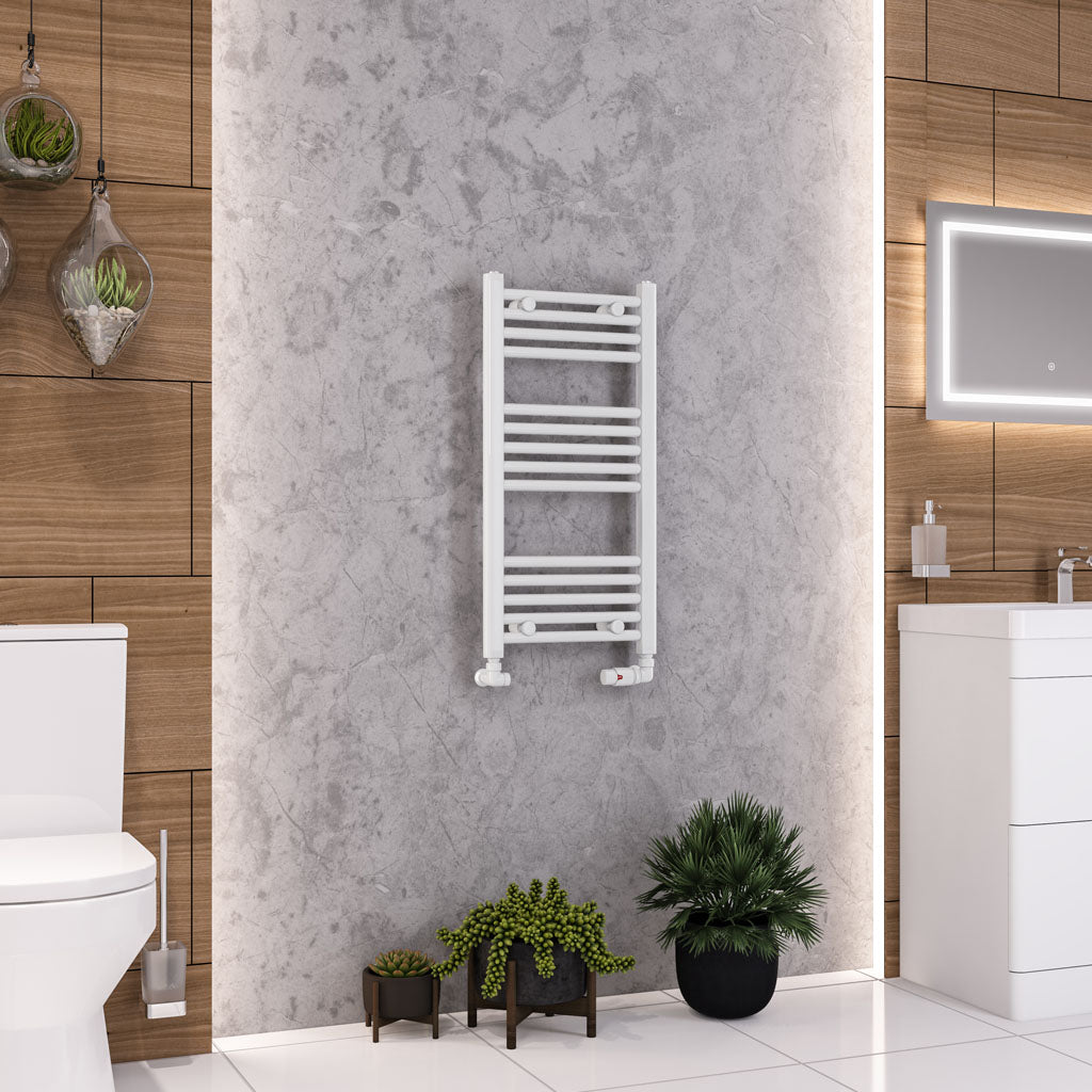 Eastbrook Wendover Straight Gloss White Towel Rails - Various Sizes 800mm x 400mm