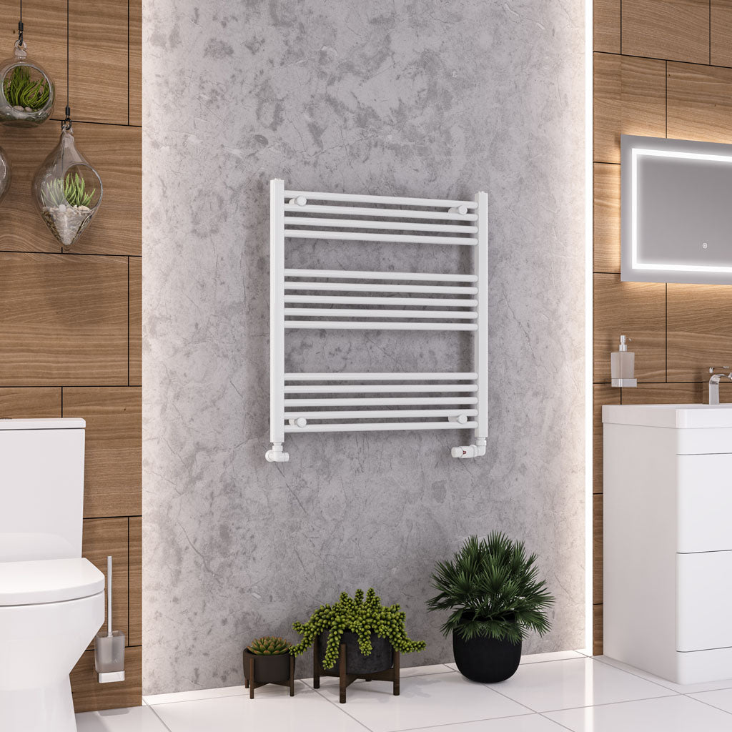 Eastbrook Wendover Straight Gloss White Towel Rails - Various Sizes 800mm x 750mm