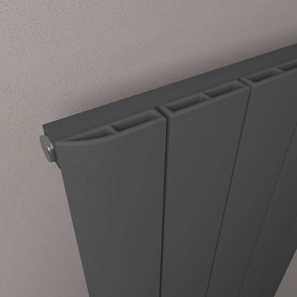 Eastbrook Withington Matt Anthracite Vertical Aluminium Radiator 1800mm High x 375mm Wide Close Up Image
