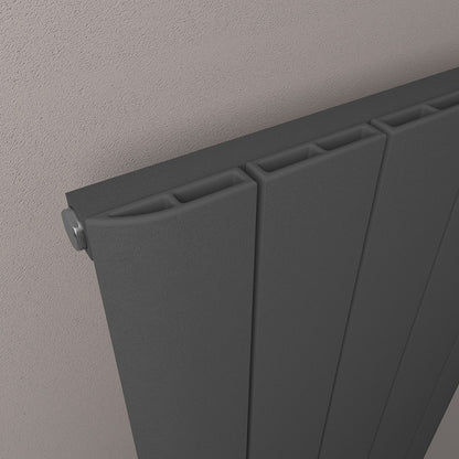 Eastbrook Withington Matt Anthracite Vertical Aluminium Radiator 1800mm High x 375mm Wide Close Up Image