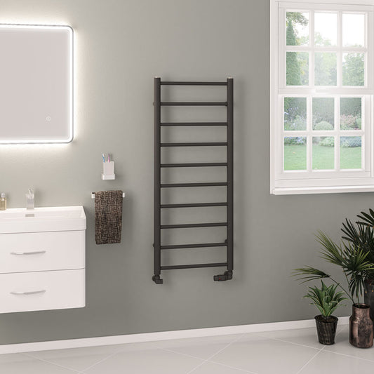 Eastbrook Tuscan Electric Round Straight Matt Anthracite Towel Rail 1200mm x 500mm 89.1586-ELE