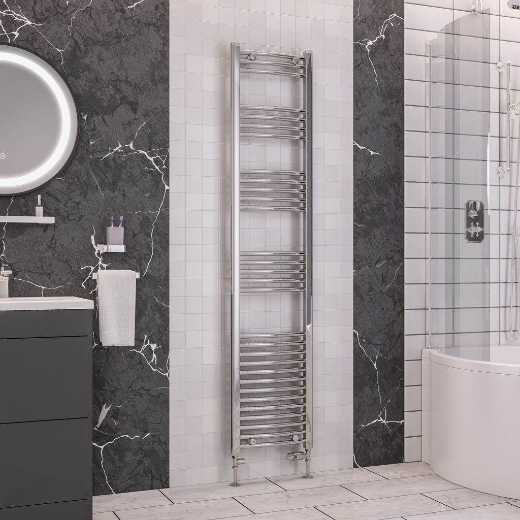 Eastbrook Wendover Electric ONLY Curved Chrome Towel Rails - Various Sizes 1000mm x 500mm Single Heat Element