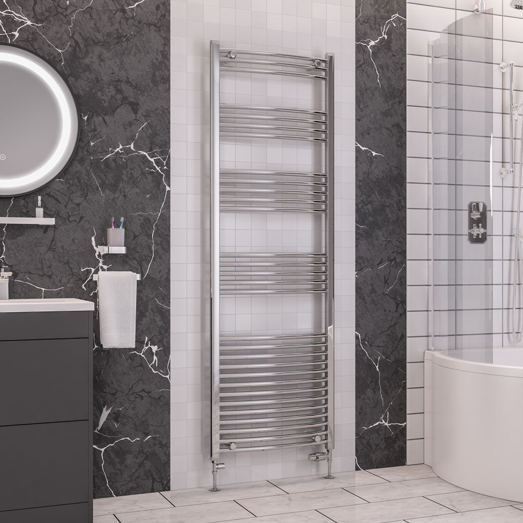 Eastbrook Wendover Electric ONLY Curved Chrome Towel Rails - Various Sizes 1000mm x 600mm Single Heat Element