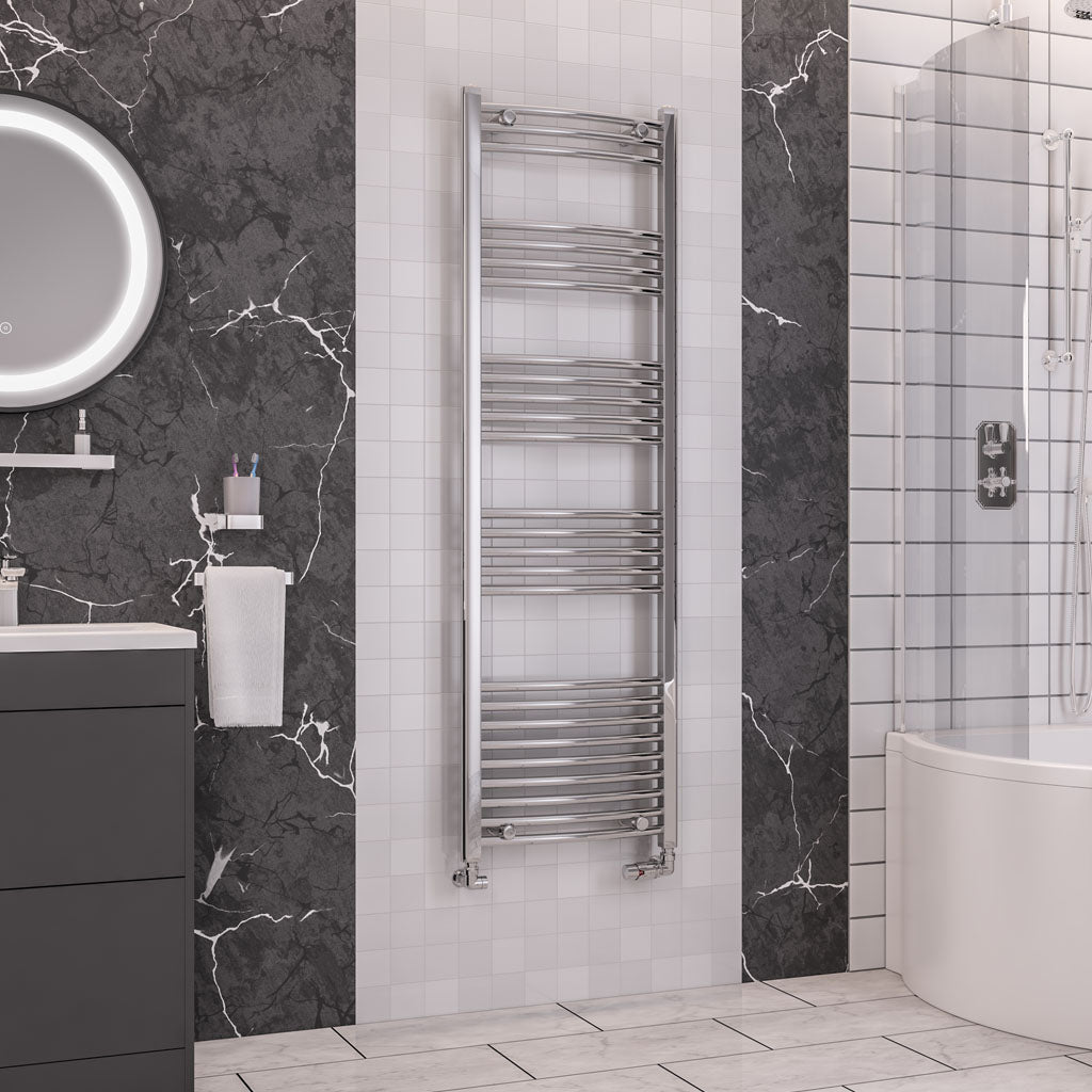 Eastbrook Wendover Electric ONLY Curved Chrome Towel Rails - Various Sizes 1800mm x 400mm Thermostatic Element