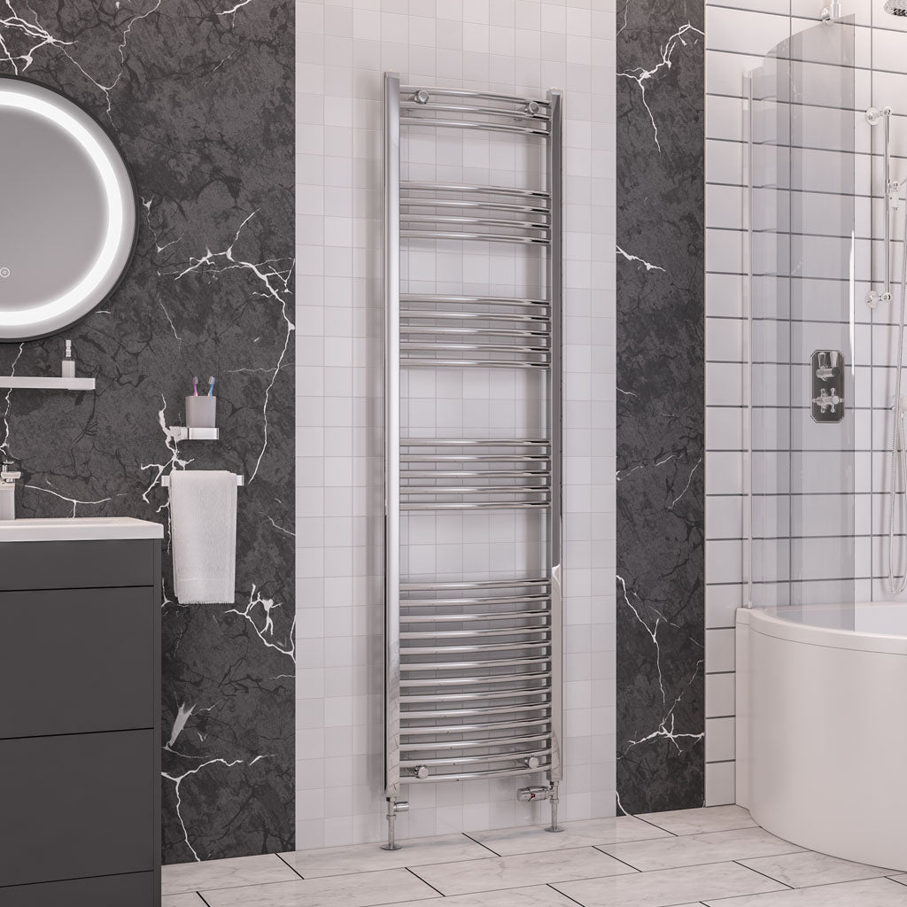 Eastbrook Wendover Electric ONLY Curved Chrome Towel Rails - Various Sizes 1800mm x 600mm Thermostatic Element