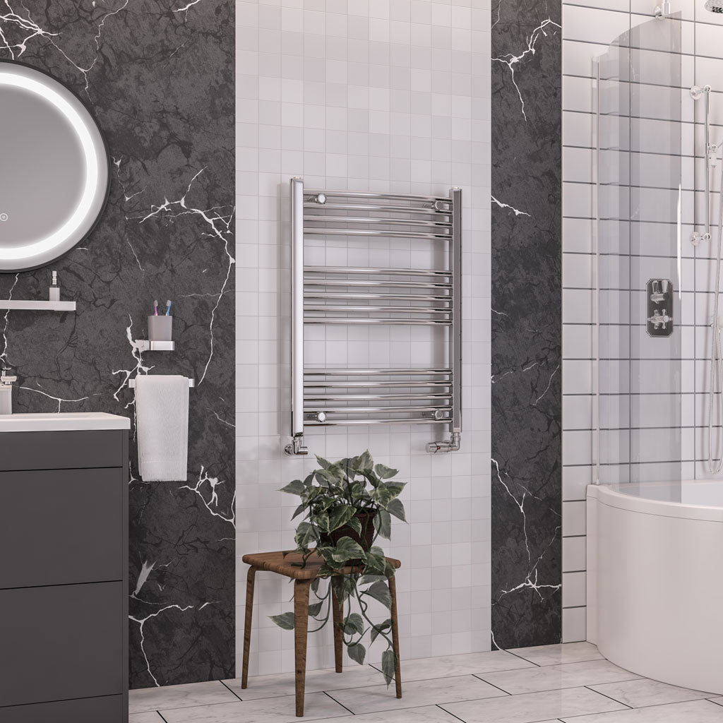 Eastbrook Wendover Electric ONLY Curved Chrome Towel Rails - Various Sizes 600mm x 600mm Single Heat Element