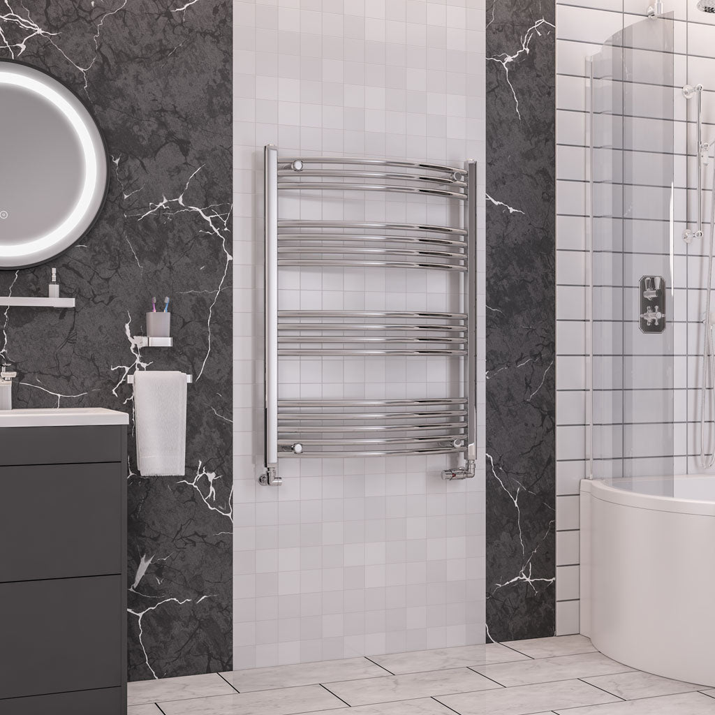 Eastbrook Wendover Electric ONLY Curved Chrome Towel Rails - Various Sizes 800mm x 400mm Thermostatic Element