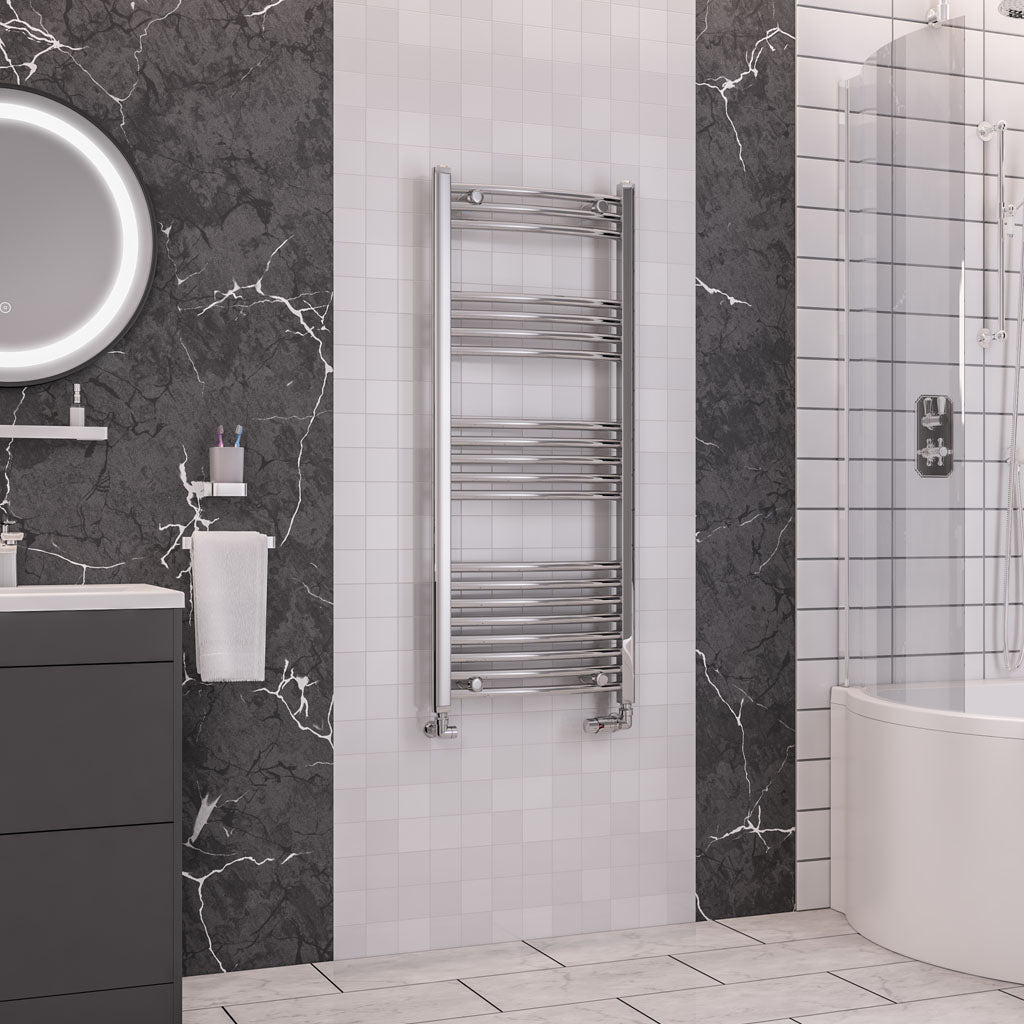 Eastbrook Wendover Electric ONLY Curved Chrome Towel Rails - Various Sizes 800mm x 500mm Thermostatic Element
