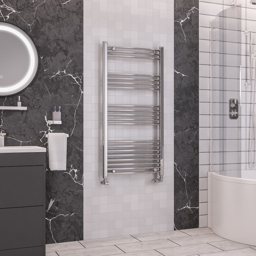Eastbrook Wendover Electric ONLY Curved Chrome Towel Rails - Various Sizes 800mm x 600mm Single Heat Element
