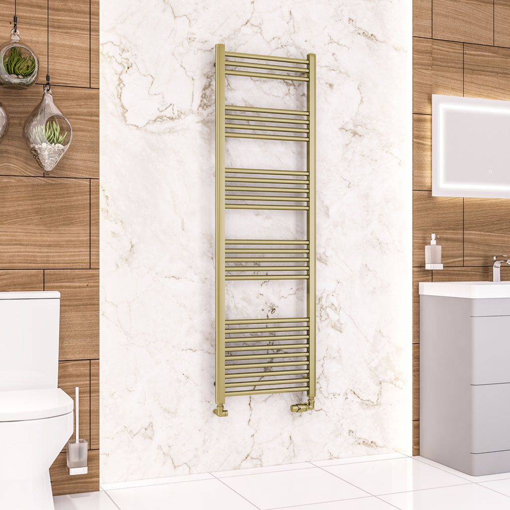 Eastbrook Wendover Electric ONLY Straight Brushed Brass Towel Rails - Various Sizes 1600mm x 500mm Single Heat Element