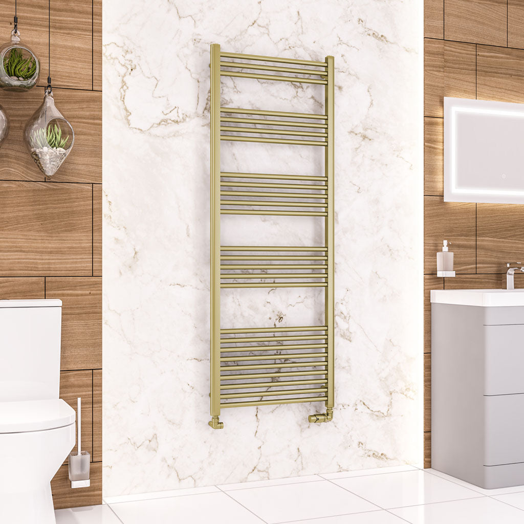 Eastbrook Wendover Electric ONLY Straight Brushed Brass Towel Rails - Various Sizes 1600mm x 600mm Single Heat Element