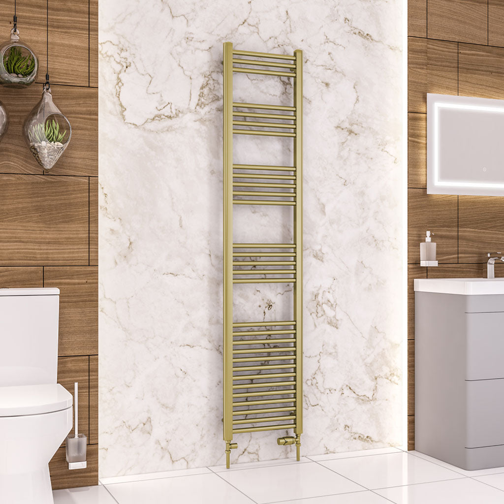 Eastbrook Wendover Electric ONLY Straight Brushed Brass Towel Rails - Various Sizes 1800mm x 400mm Single Heat Element